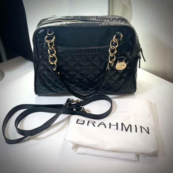 25th Anniversary Edition Black Brahmin Quilted Leather Handbag - Picture 1 of 12